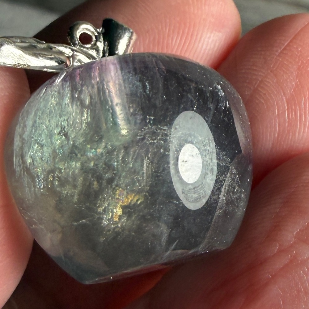 Set of 5 pcs Rainbow Fluorite Crystal Mini Apple Carvings "Genius Stone" - Picture 6 of 10